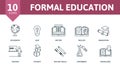 Formal Education set icon. Editable icons formal education theme such as geography, history, graduation and more.