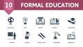 Formal Education set icon. Editable icons formal education theme such as geography, history, graduation and more.