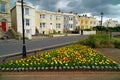 Formal flower garden and historic houses