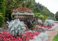 Formal flower garden in Regent`s Park, London UK. The flower beds are planted for autumn and winter.