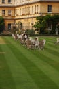 Formal garden with chairs Royalty Free Stock Photo