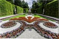 Formal garden with symmetrical flowerbeds