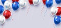 Formal greeting design in national blue, red and white colors with realistic flying balloons Royalty Free Stock Photo