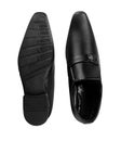 Formal Men's Black Leather Shoe on White Background Royalty Free Stock Photo