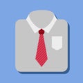 Formal men shirt with red necktie vector icon Royalty Free Stock Photo