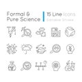 Formal and pure science pixel perfect linear icons set