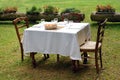 Formal table setting on a private lawn
