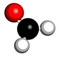 Formaldehyde methanal molecule. Important indoor pollutant. 3D rendering. Atoms are represented as spheres with conventional.