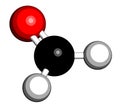 Formaldehyde methanal molecule. Important indoor pollutant. 3D rendering. Atoms are represented as spheres with conventional.