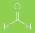 Formaldehyde methanal molecule. Important indoor pollutant. Skeletal formula.