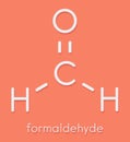 Formaldehyde methanal molecule. Important indoor pollutant. Skeletal formula.
