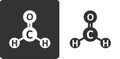 Formaldehyde pollutant molecule, flat icon style. Atoms shown as circles. Known carcinogen.