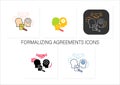 Formalizing agreements icons set