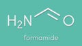 Formamide methanamide solvent molecule. Solution in water known as formol. Skeletal formula.