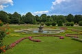 Forman gardens of Schonbrunn Palace with fountain in Vienna. Royalty Free Stock Photo