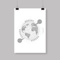 A4 / A3 format poster minimal abstract design with your text, paper clips and shadow
