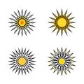 highly detailed realistic sun icon. golden glowing sun with sharp dynamic rays. modern vector sun illustration with depth effect. Royalty Free Stock Photo