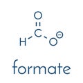 Formate anion, chemical structure. Skeletal formula. Royalty Free Stock Photo