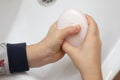 formation of good habit of washing hands in children. hygiene and cleanliness guarantee of health Royalty Free Stock Photo