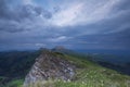 The formation and movements of clouds up to the steep slopes of the mountains of Central Caucasus peaks.