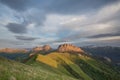 The formation and movements of clouds up to the steep slopes of the mountains of Central Caucasus peaks.