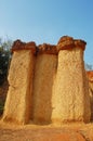 Formation pedestal mushroom rocks of Phae Mueang Phi Forest Park originated from soil landscape and natural erosion of sandstone