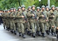 Formation of soldiers of the Ukrainian army. The celebration of Defender of the Fatherland Day