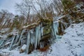 Formations of icicle  on the mountain Royalty Free Stock Photo