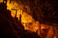 Formations of stalactites and stalagmites in a cave. Mallorca, Spain Royalty Free Stock Photo