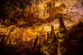 Formations of stalactites and stalagmites in a cave. Mallorca, Spain Royalty Free Stock Photo