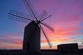 Formentera, Balearic Islands, Spain, Europe, windmill, sunset, La Mola, nature, landscape, summer, colors Royalty Free Stock Photo