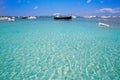 Formentera boats at Estany des Peix lake Royalty Free Stock Photo