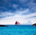 Formentera from Illetes view es Vedra Ibiza and sailboat