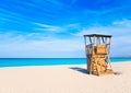 Formentera Llevant beach lifeguard house Royalty Free Stock Photo