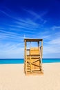 Formentera Llevant beach lifeguard house Royalty Free Stock Photo