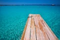 Formentera Ses Illetes beach pier Illetas and Ibiza Royalty Free Stock Photo