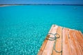 Formentera Ses Illetes beach pier Illetas and Ibiza Royalty Free Stock Photo