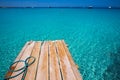 Formentera Ses Illetes beach pier Illetas and Ibiza Royalty Free Stock Photo