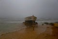 Formentera, Spain- August 28, 2020: Fishing boat barred on the shore of the sea and the ocean Royalty Free Stock Photo