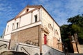 Former church, trees and mackerel sky in Monselice through the hills in the Veneto (Italy) Royalty Free Stock Photo