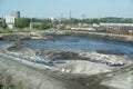 The former dump toxic waste in Ostrava, oil lagoon. Effects nature from contaminated water and soil with chemicals and