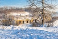 The former ENCI marl stone quarry covered in snow just outside Maastricht Royalty Free Stock Photo