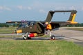 Former German Air Force North American Rockwell OV-10 Bronco observation plane at Nordholz airbase. Germany - June 14, 2019 Royalty Free Stock Photo