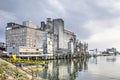 Former grain silo and harbour Royalty Free Stock Photo