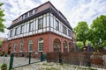 Former historic fire station with a brick facade and half-timbering in Berlin, Germany