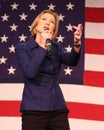 Former HP exec Carly Fiorina gestures in front of US flag