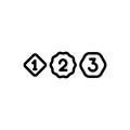 Black line icon for Former, previous and numbers