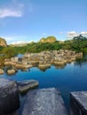 a former marble extraction site surrounded by an artificial lake Royalty Free Stock Photo