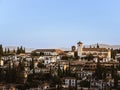 The former Moorish residential district of Albaicin with the Mirador de San Nicolas and the church of San Nicolas in Granada,