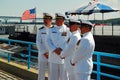 Navy officers stand by their submarine Royalty Free Stock Photo